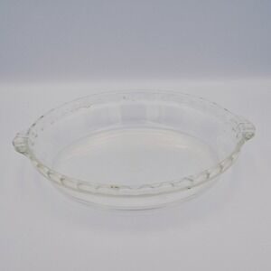 Vintage Pyrex #229 Clear Glass Pie Plate Deep Dish 9.5" Scalloped Fluted Edge